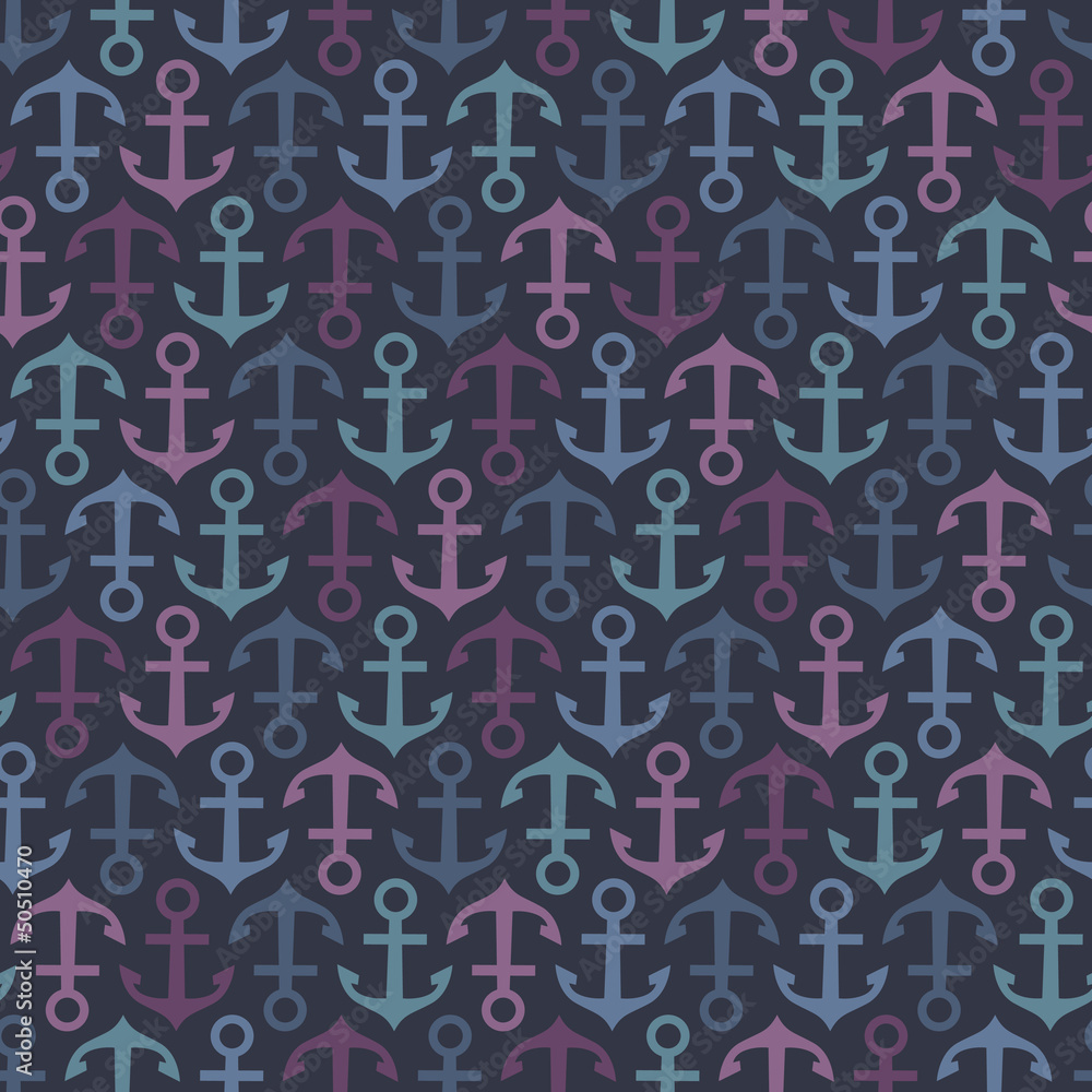 Seamless stylish pattern with anchors