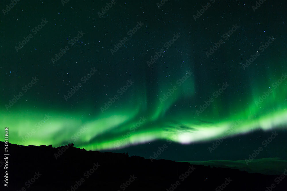 Northern Lights Above Lagoon In Iceland Stock Photo | Adobe Stock