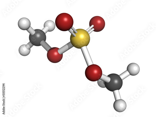 dimethyl sulfate methylating agent, molecular model photo