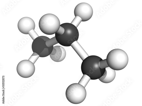 Propane fuel molecule, molecular model