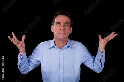 Angry Frustrated Business Man Hands Raised