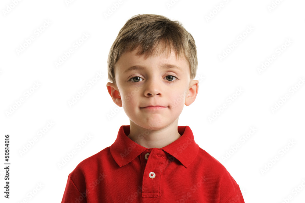 Happy 6 year old boy portrait isolated on white Happy 6 year old boy portrait isolated on white