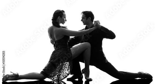 couple man woman ballroom dancers tangoing silhouette