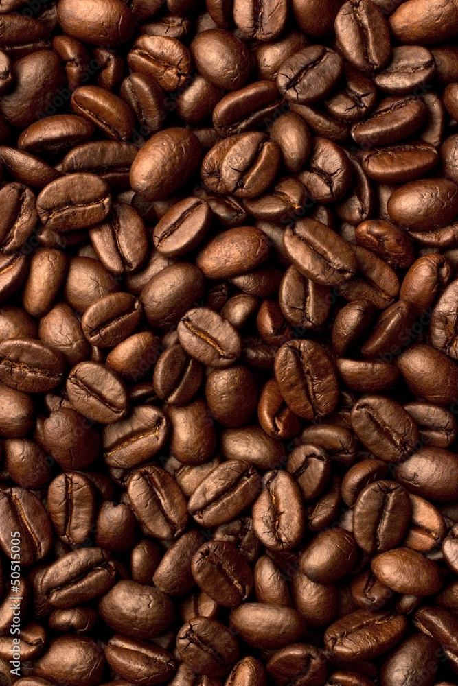 Closeup of raw Brown coffee beans, for background and texture Closeup of raw Brown coffee beans, for background and texture