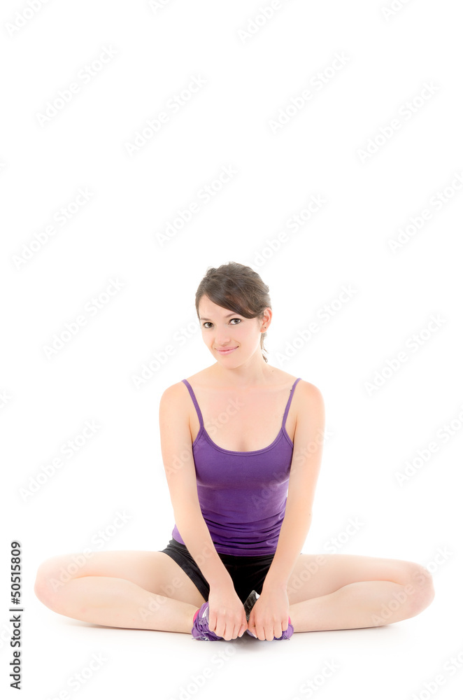 Portrait of pretty young woman doing yoga Portrait of pretty young woman doing yoga