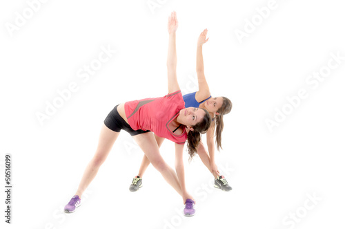 Group of sport women doing stretching exercise.