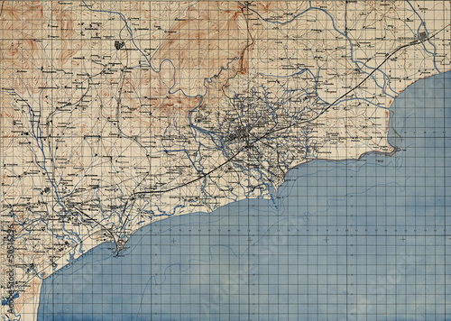 Canvas Print Shanghai,China World War II military map