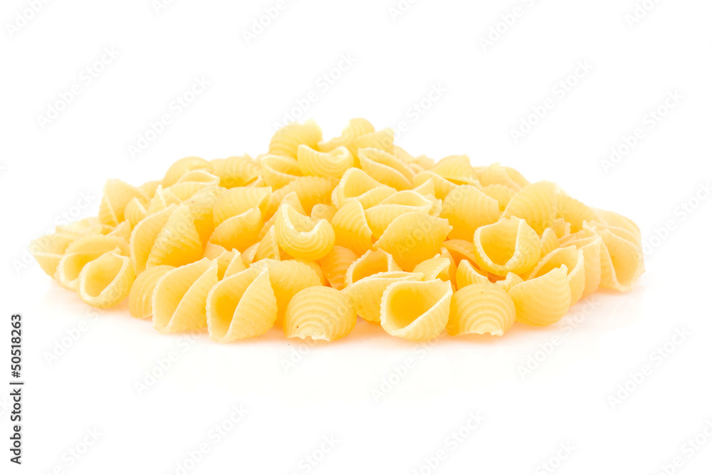 Italian pasta shell isolated on white background, food Italian pasta shell isolated on white background, food