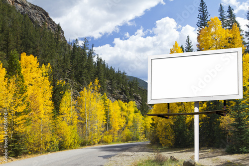 Obraz na płótnie Blank Billboard Along Mountain Road in Fall w salonie