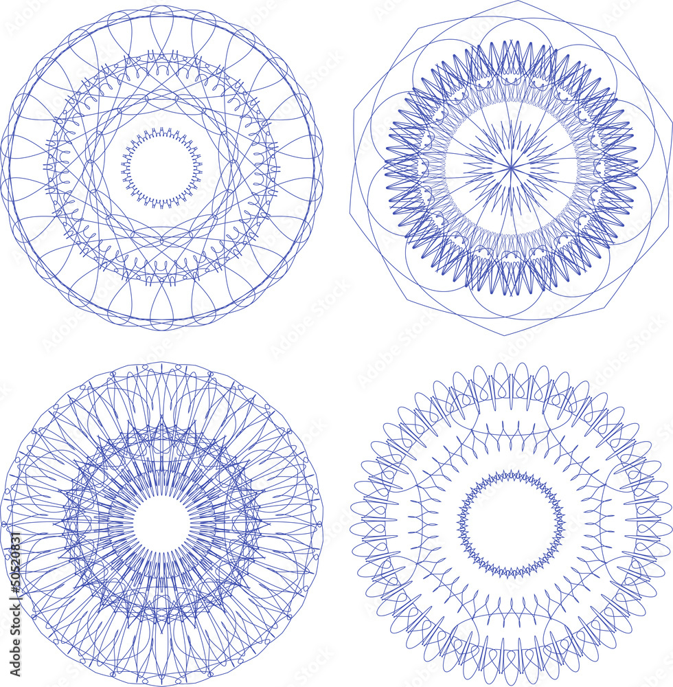 Set of guilloche element for certificate, money design Set of guilloche element for certificate, money design