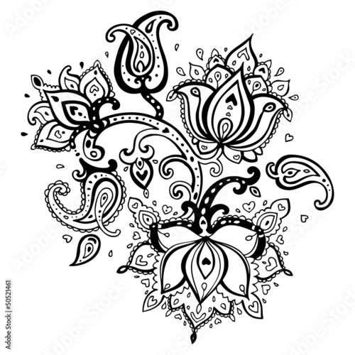 Fototapeta Naklejka Na Ścianę i Meble -  Lotus. Hand Drawn Paisley ornament.