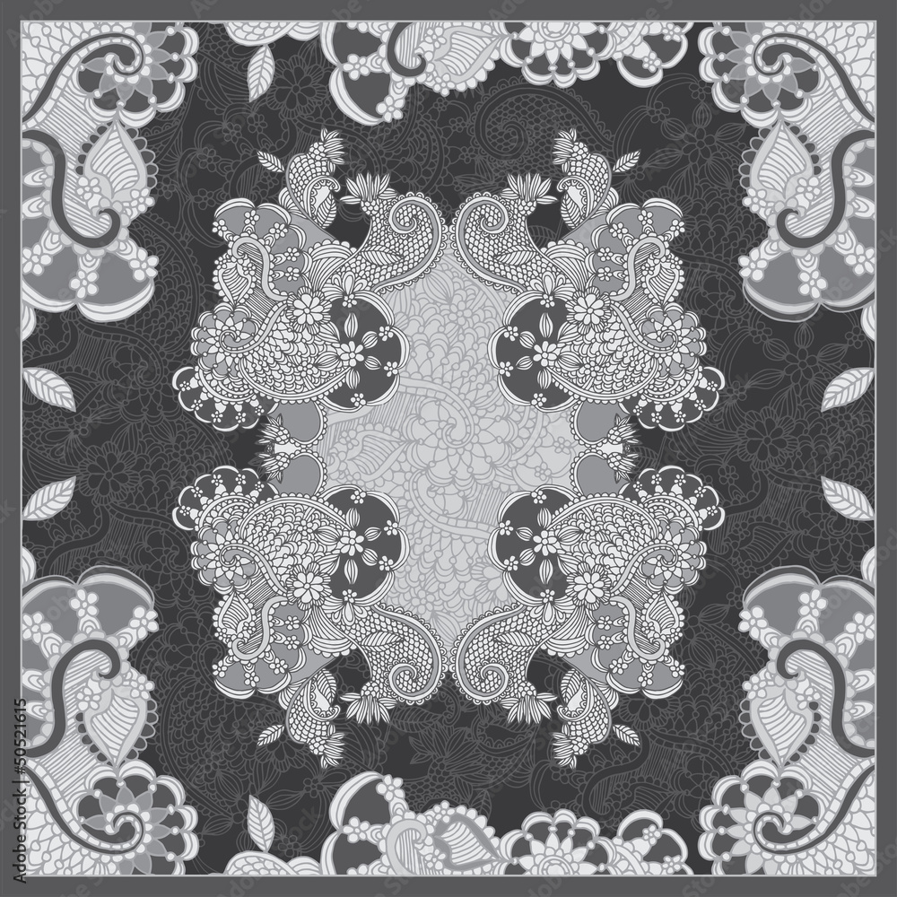 Fototapeta premium Ornamental floral paisley bandanna