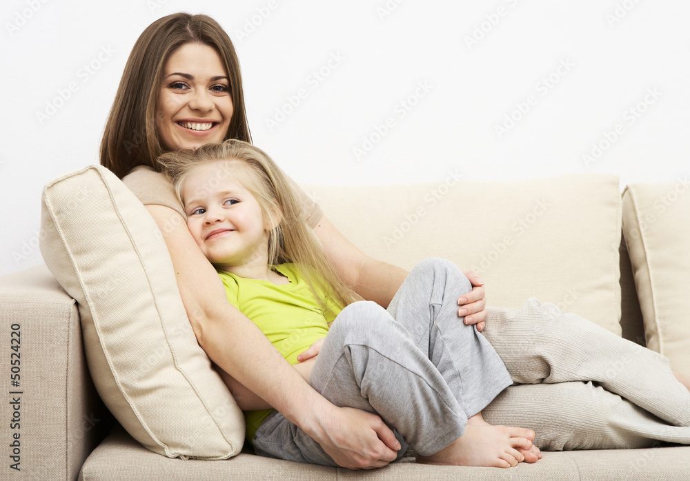  smiling little girl with mother