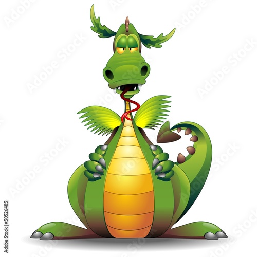 Dragon Funny Cartoon Character-Drago Buffo Fumetto-Vector