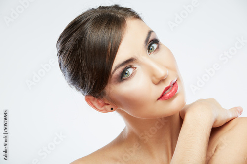 Woman beauty portrait. isolated on white. close up female face.