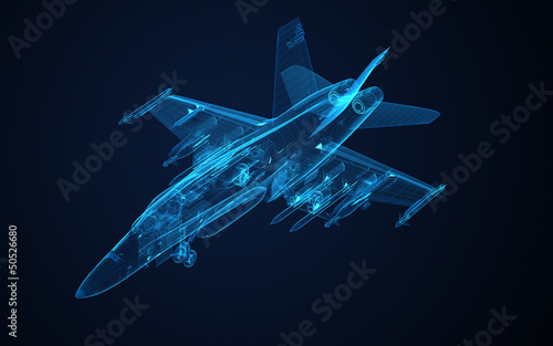 3d Wire Frame sketch of F-18 hornet