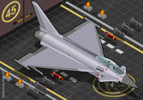 Isometric Eurofighter Landed in Front View