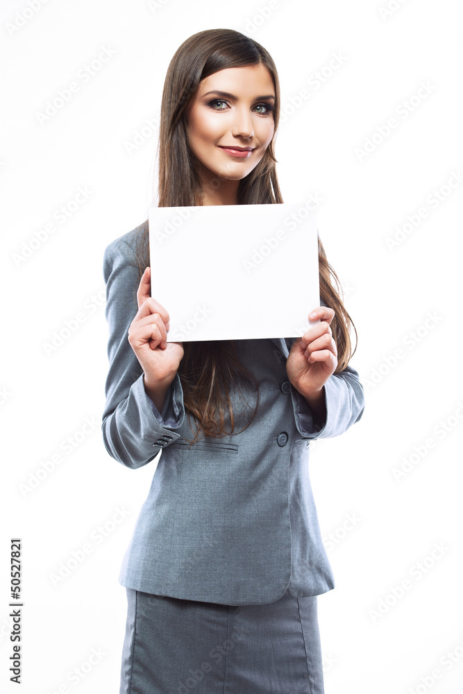 Smile Business woman portrait with blank white board Smile Business woman portrait with blank white board