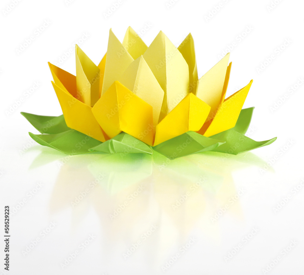 Yellow lotus origami - obrazy, fototapety, plakaty 
