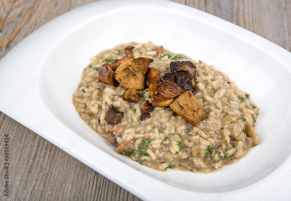 Wild mushroom risotto with herbs and parmesan Wild mushroom risotto with herbs and parmesan