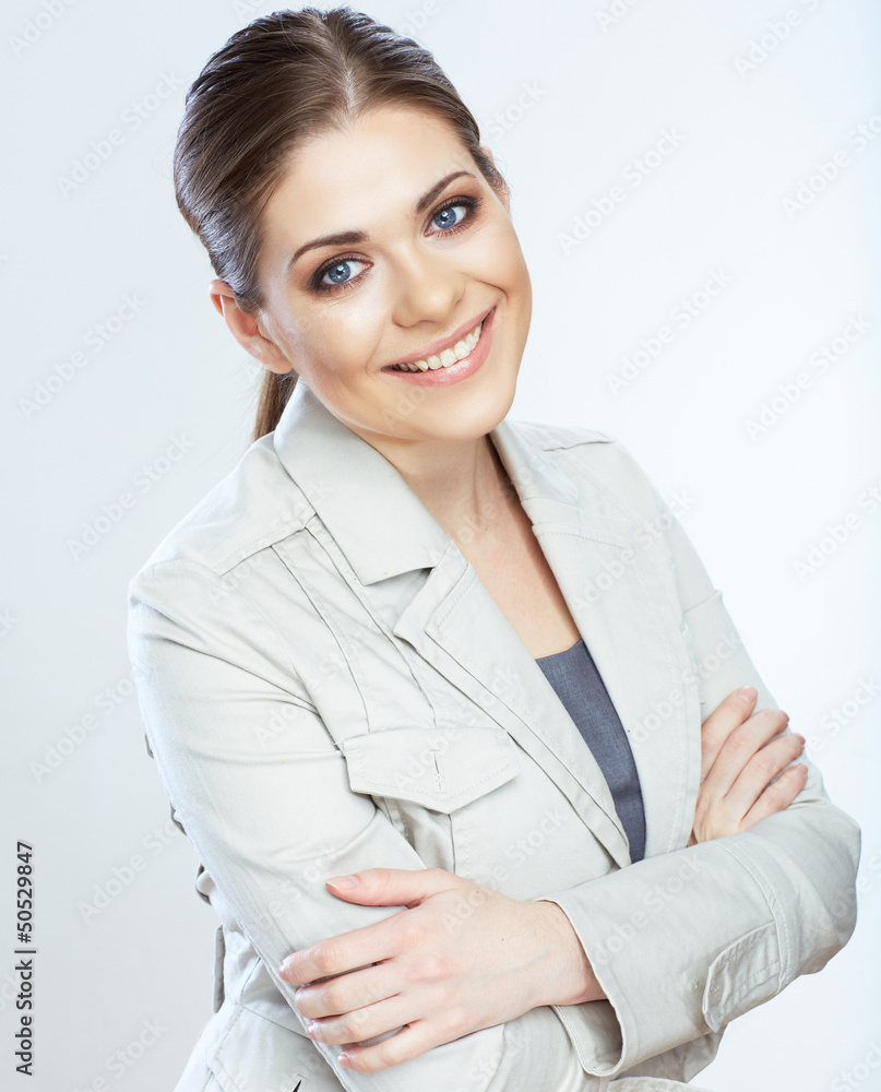 Portrait of smiling business woman, isolated on white Portrait of smiling business woman, isolated on white