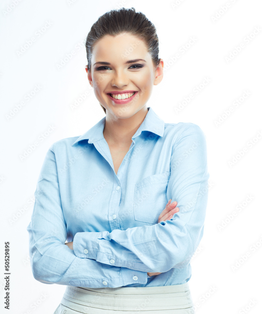 Portrait of smiling business woman, isolated on white background Portrait of smiling business woman, isolated on white background