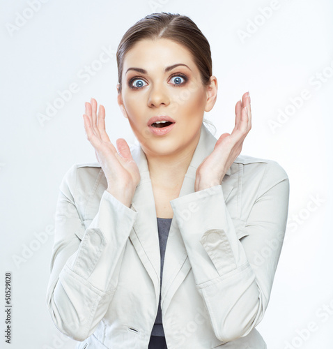 Portrait of smiling business woman, isolated on white