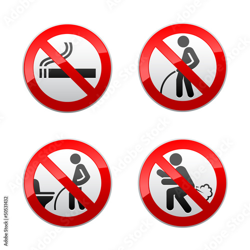 Set prohibited signs - Toilet stickers