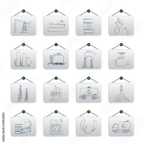 Petrol and oil industry icons - vector icon set