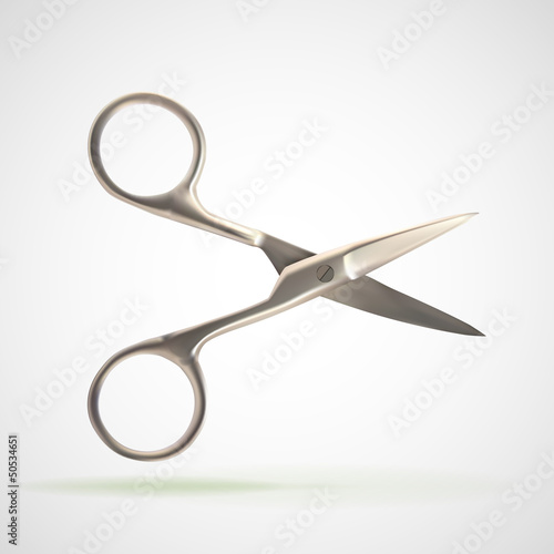 Pair of chrome metal vector nail scissors