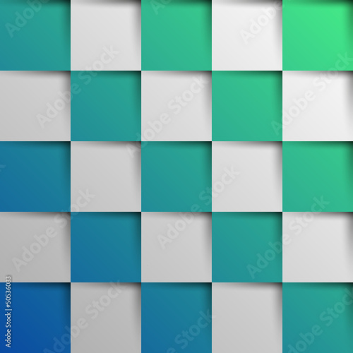 3d blue and green oblique squares in square background