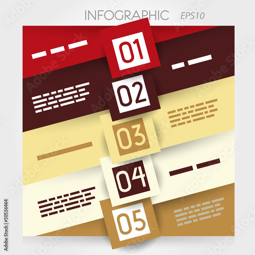 oblique line infographic five options in big squares in middle