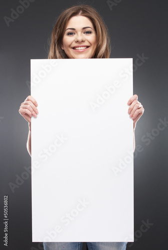  young woman with blank white board