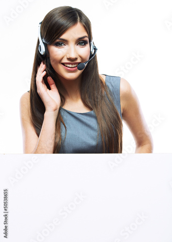 Wallpaper Mural Headset woman customer service worker Torontodigital.ca