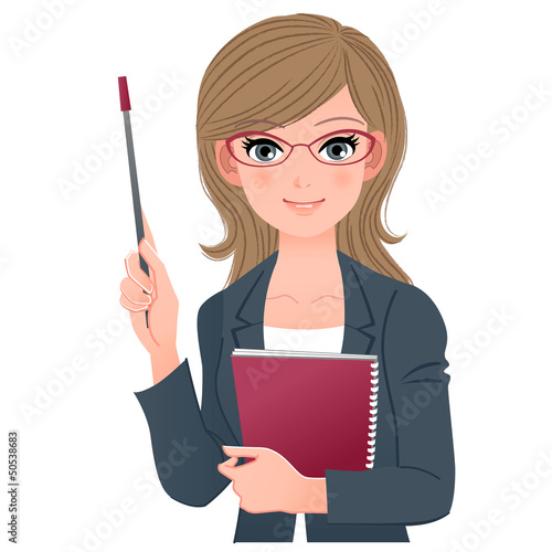 ビジネスウーマン Smart female lecturer smiling with pointer stick