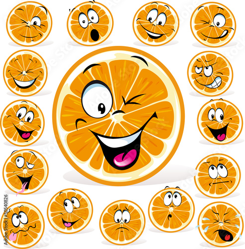 orange cartoon with many expressions