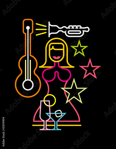 Night Club neon sign vector illustration