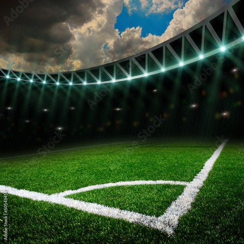 soccer field with bright lights