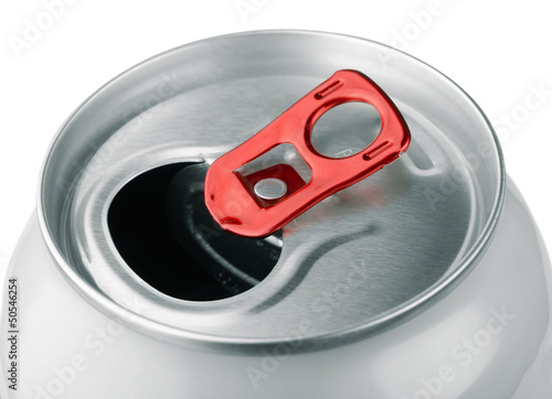 Close-up of open aluminum soda can