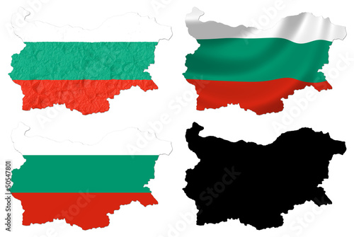 Bulgaria flag over map collage