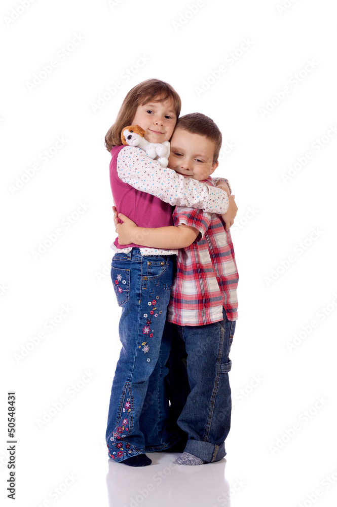 Boy and girl hugging Boy and girl hugging