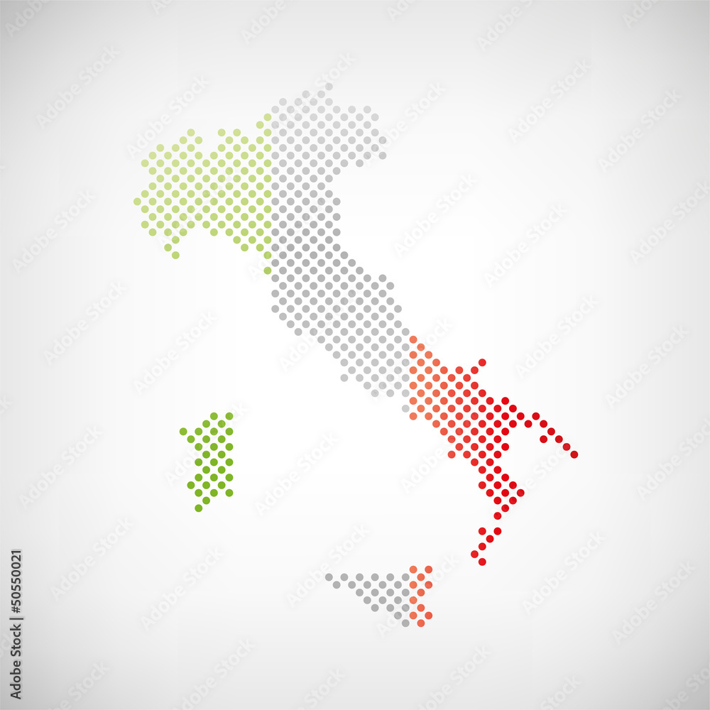 Italien Karte punktiert mit Nationalfarben