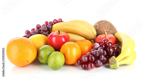 Different fruits isolated on white