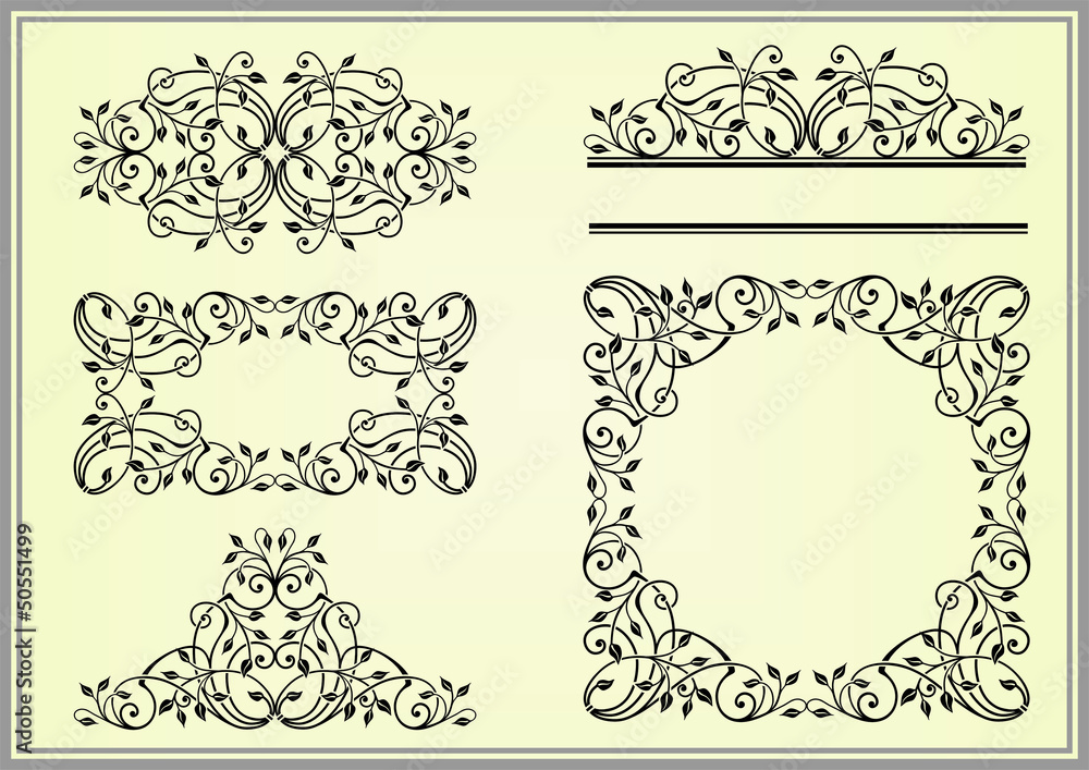 Naklejka premium Vector set: calligraphic design elements and page decoration