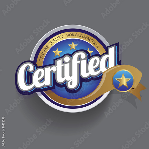 Certified icon button vector