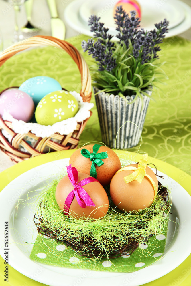 Easter table setting, close up Easter table setting, close up