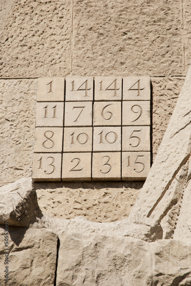 Fototapeta premium Magic square numbers on Sagrada Familia