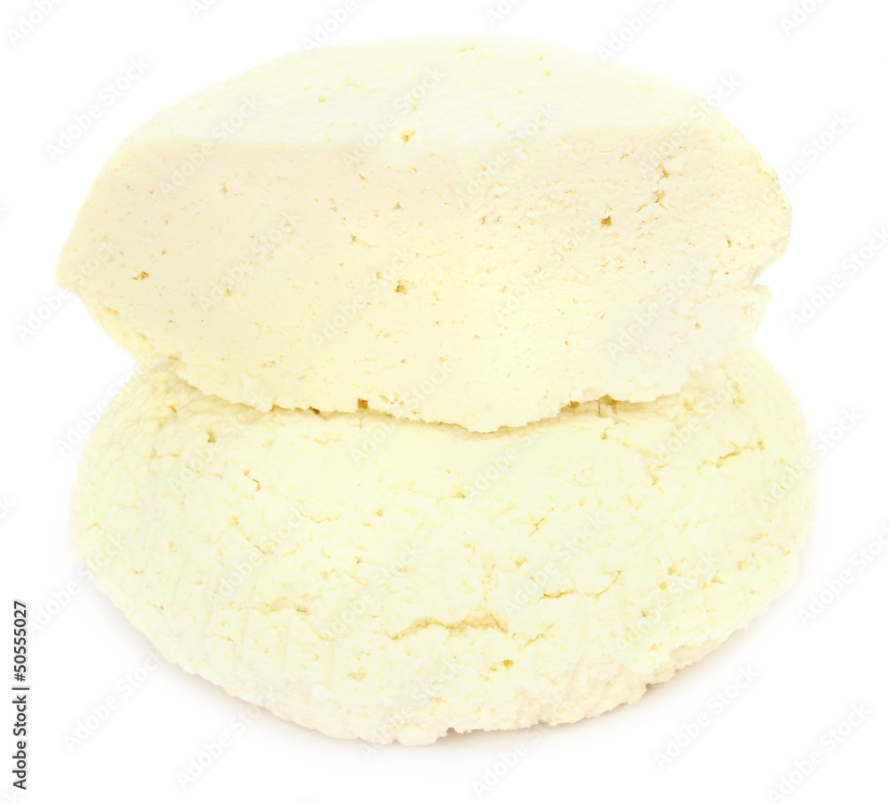 Homemade Cheese over white background