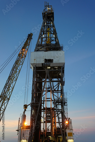 Jack Up Drilling Rig (Oil Drilling Rig) With The Crane During Tw