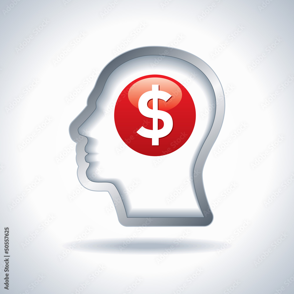 Dollar sign in a head Thinking Money Dollar sign in a head Thinking Money